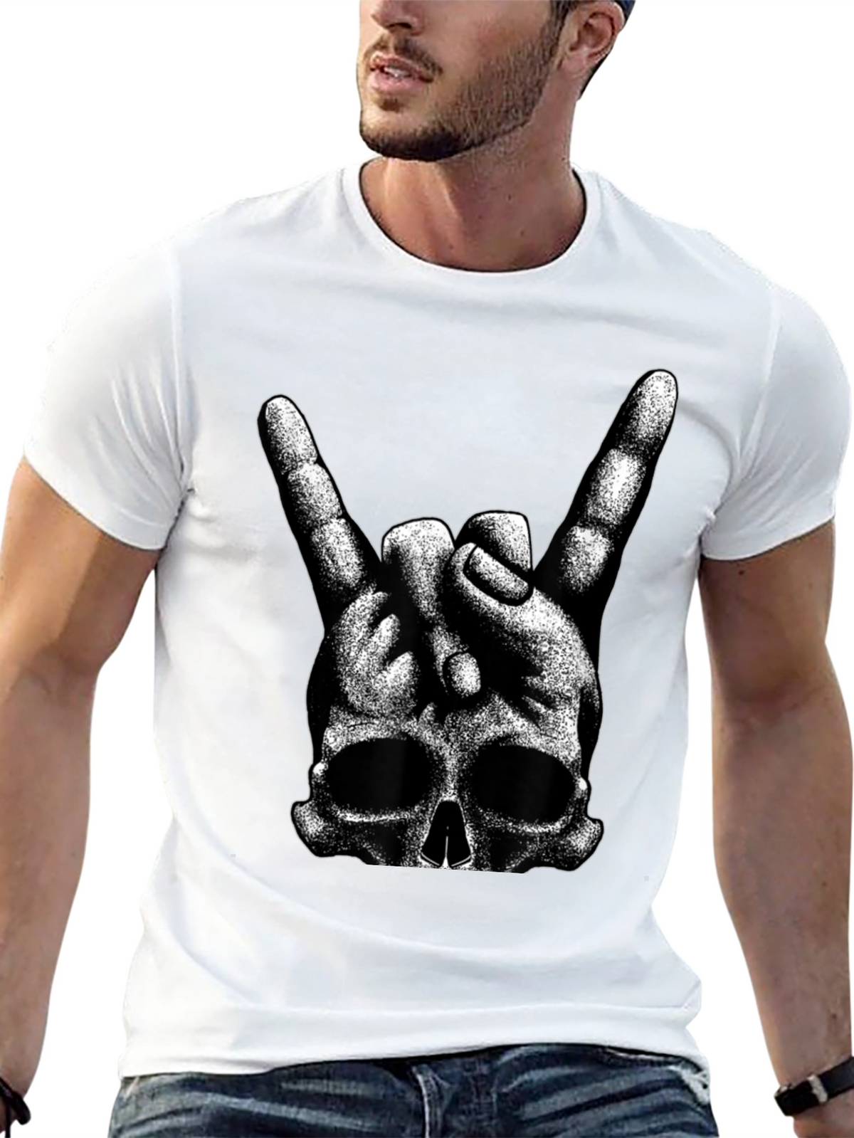 Rock On Skull Graphic T-Shirt