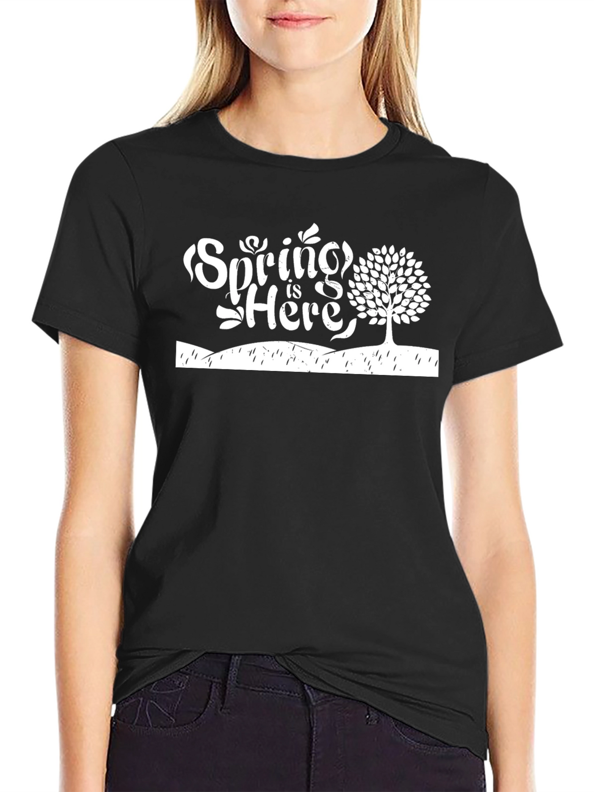 Spring is Here Graphic Tee - Black T-Shirt