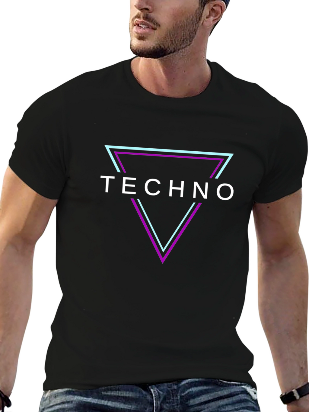 Techno T-Shirt - Geometric Triangle Rave Party Top