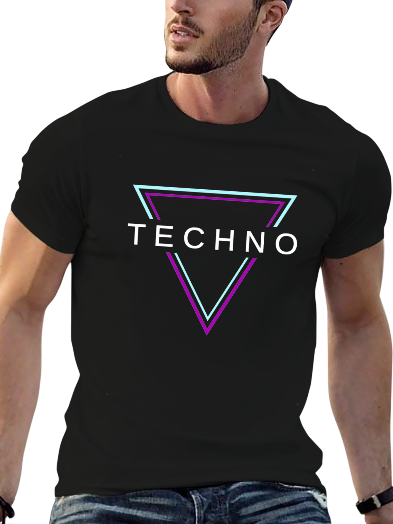 Techno T-Shirt - Geometric Triangle Rave Party Top