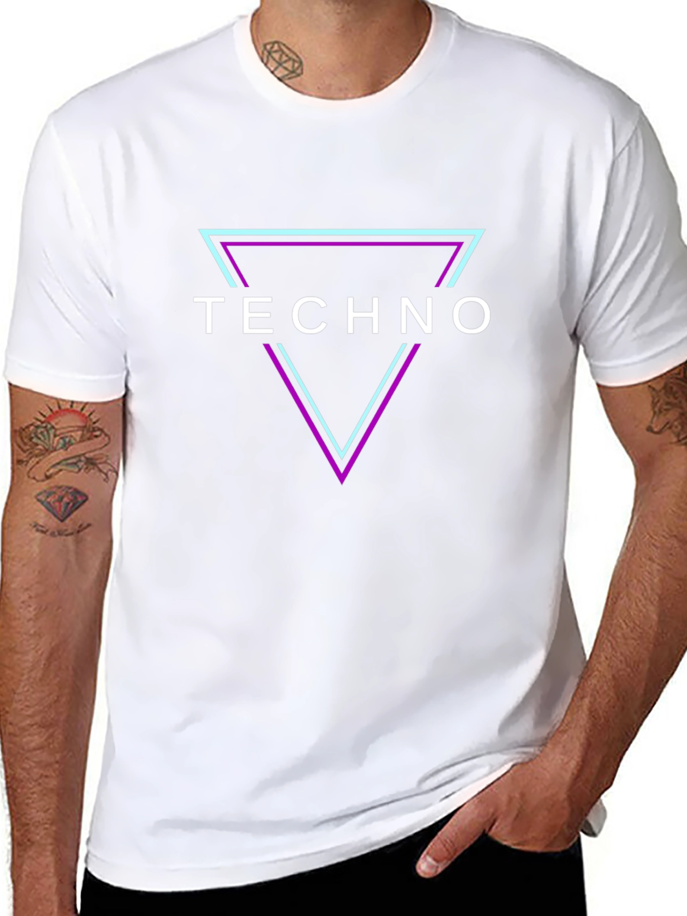 Techno T-Shirt - Geometric Triangle Rave Party Top