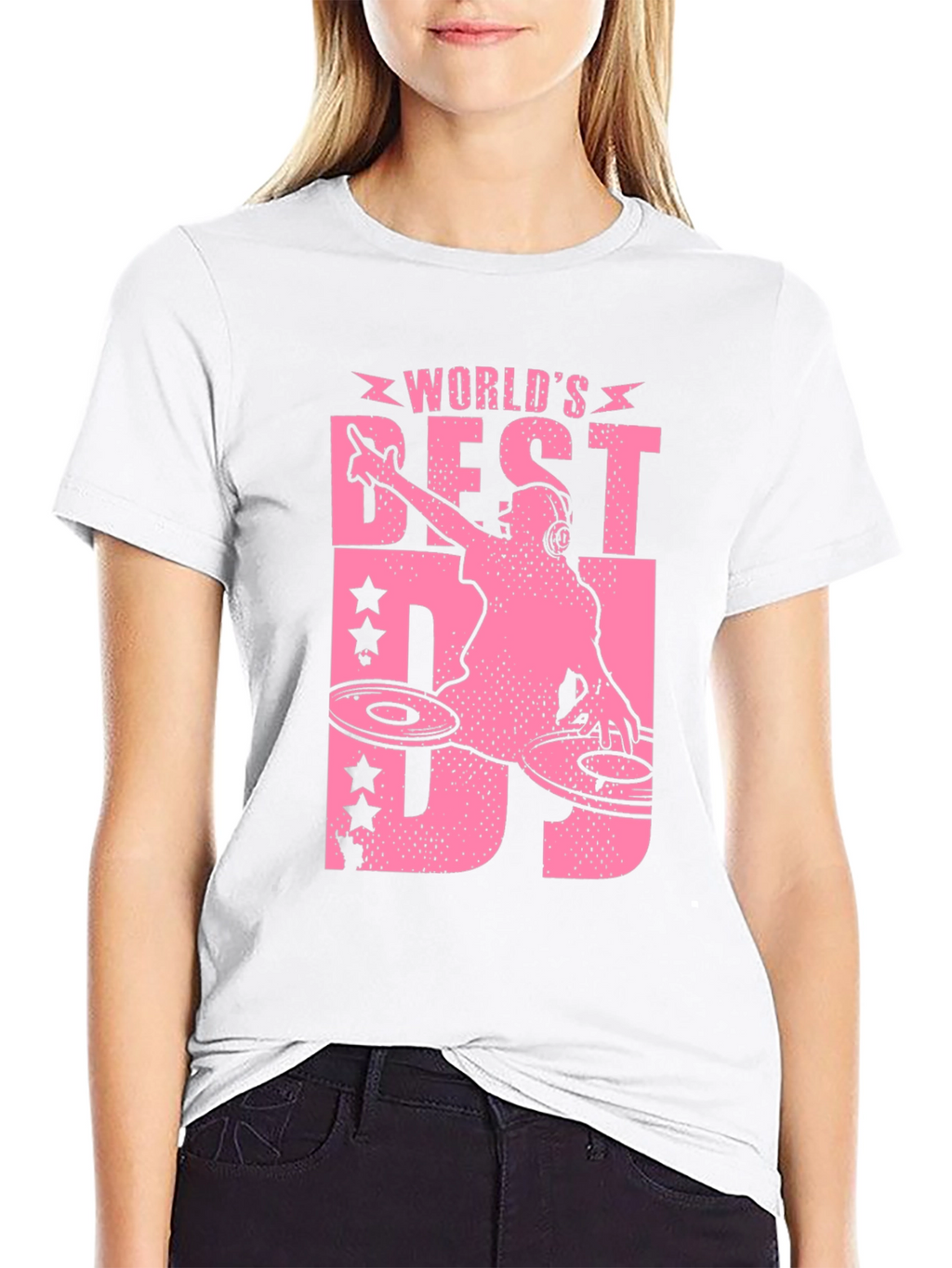 Worlds Best DJ Graphic T-Shirt - Pink Design