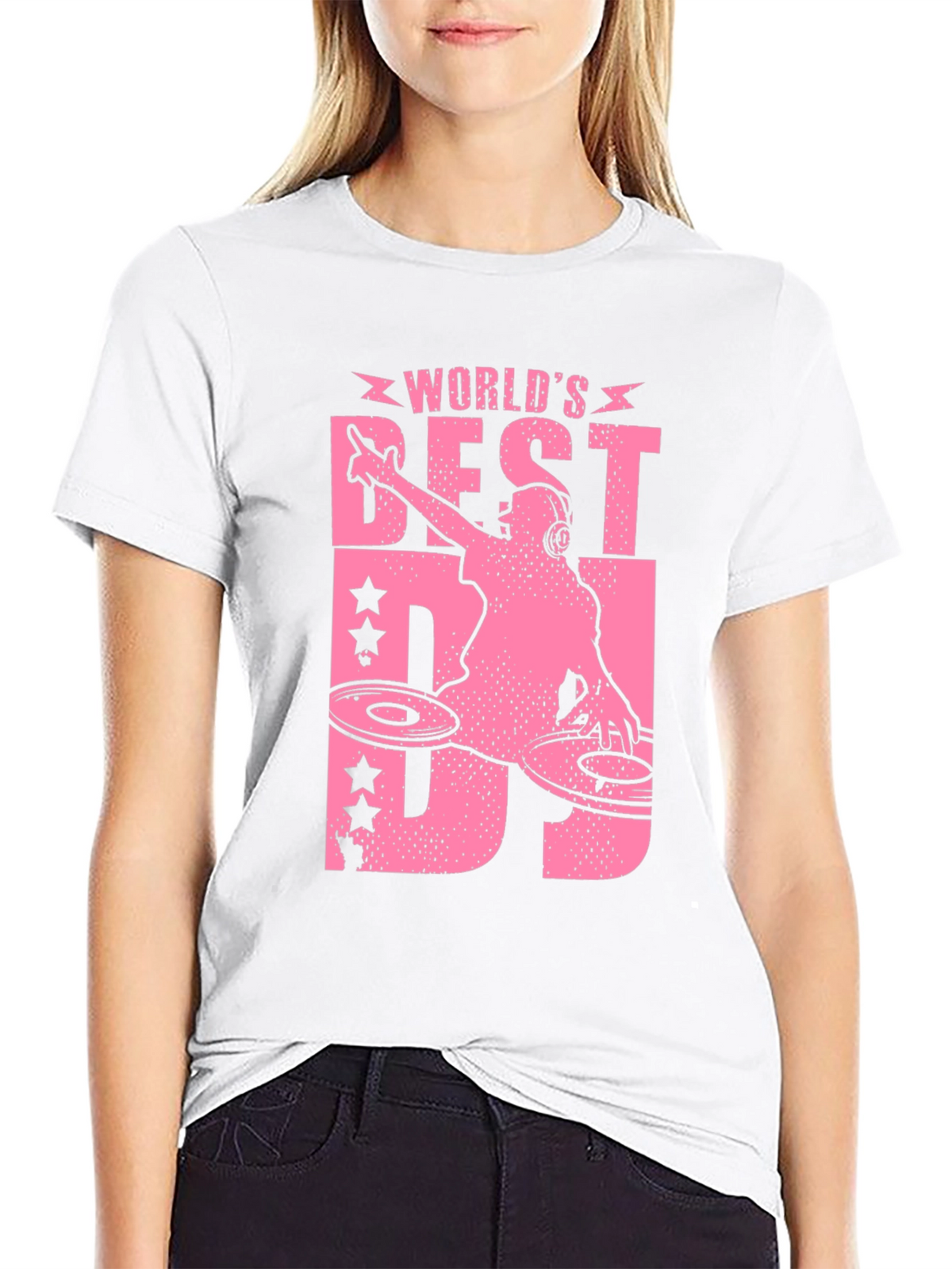 Worlds Best DJ Graphic T-Shirt - Pink Design