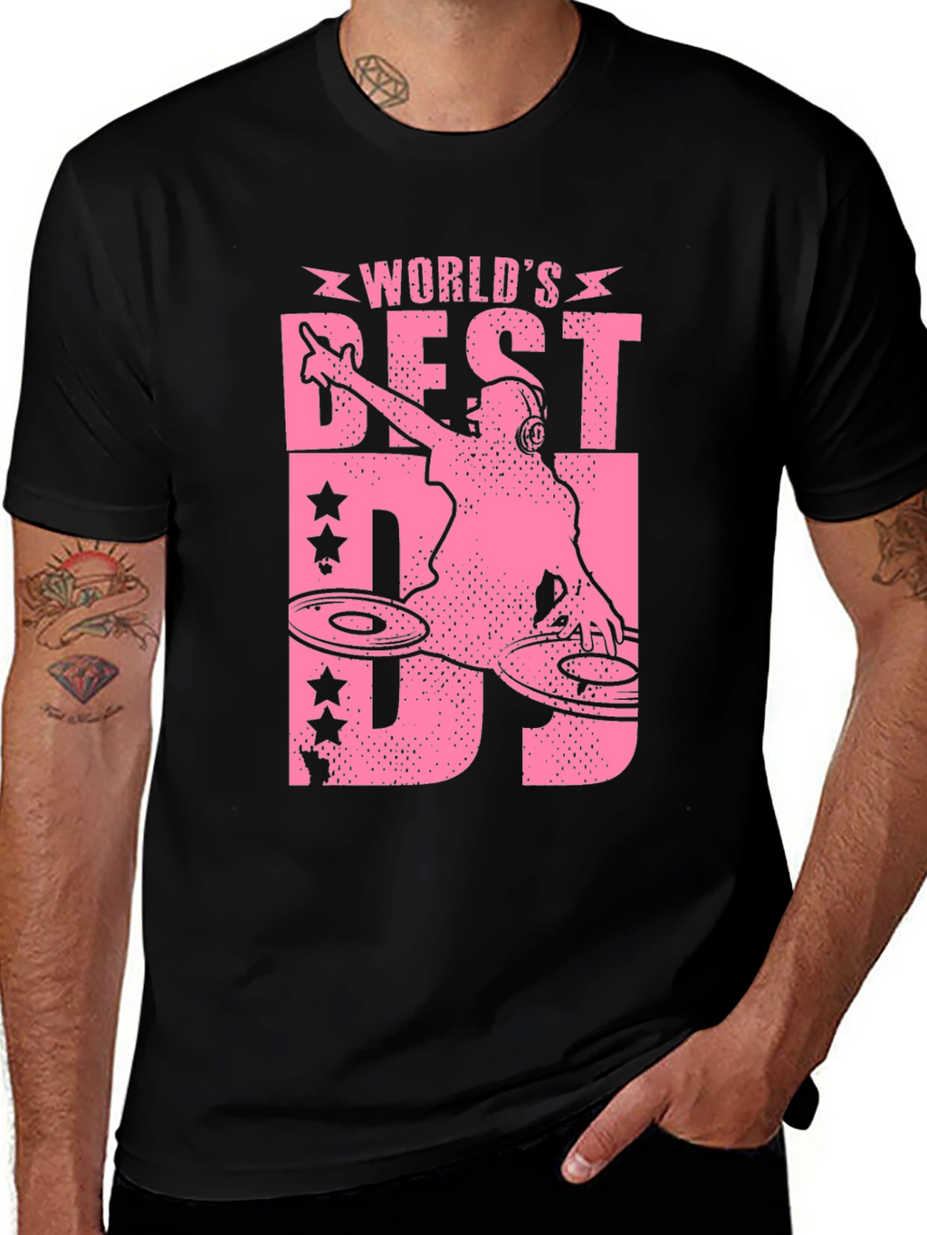 Worlds Best DJ Graphic T-Shirt - Pink Design