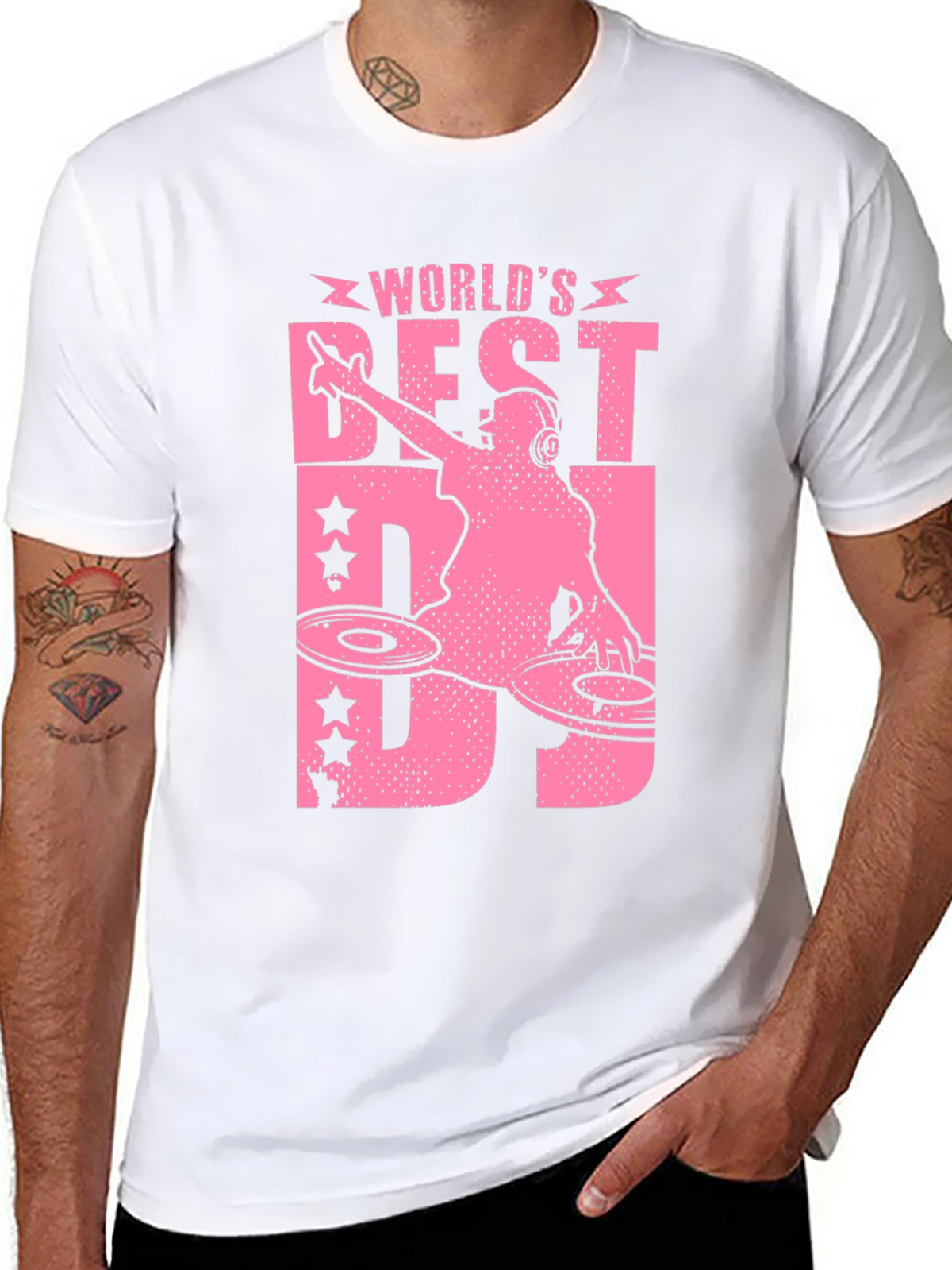 Worlds Best DJ Graphic T-Shirt - Pink Design