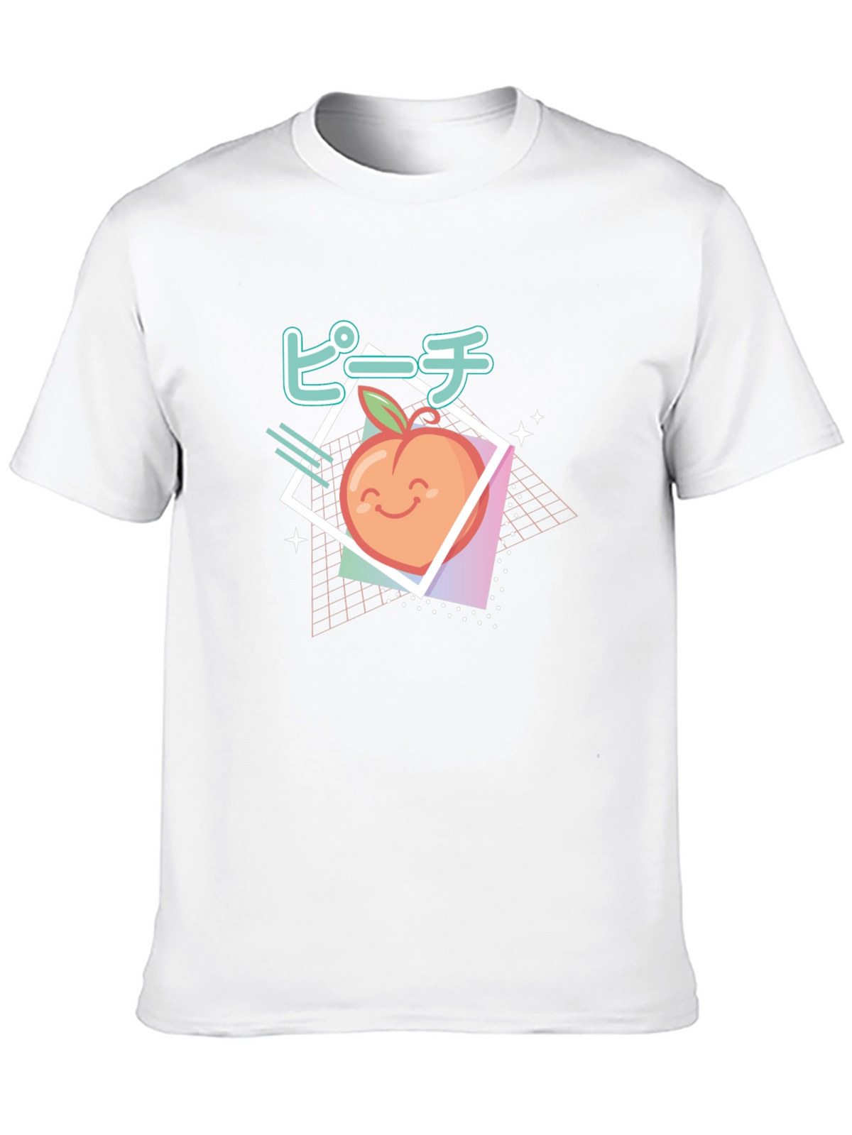 Retro Peach Graphic Tee - Black Cotton T-Shirt