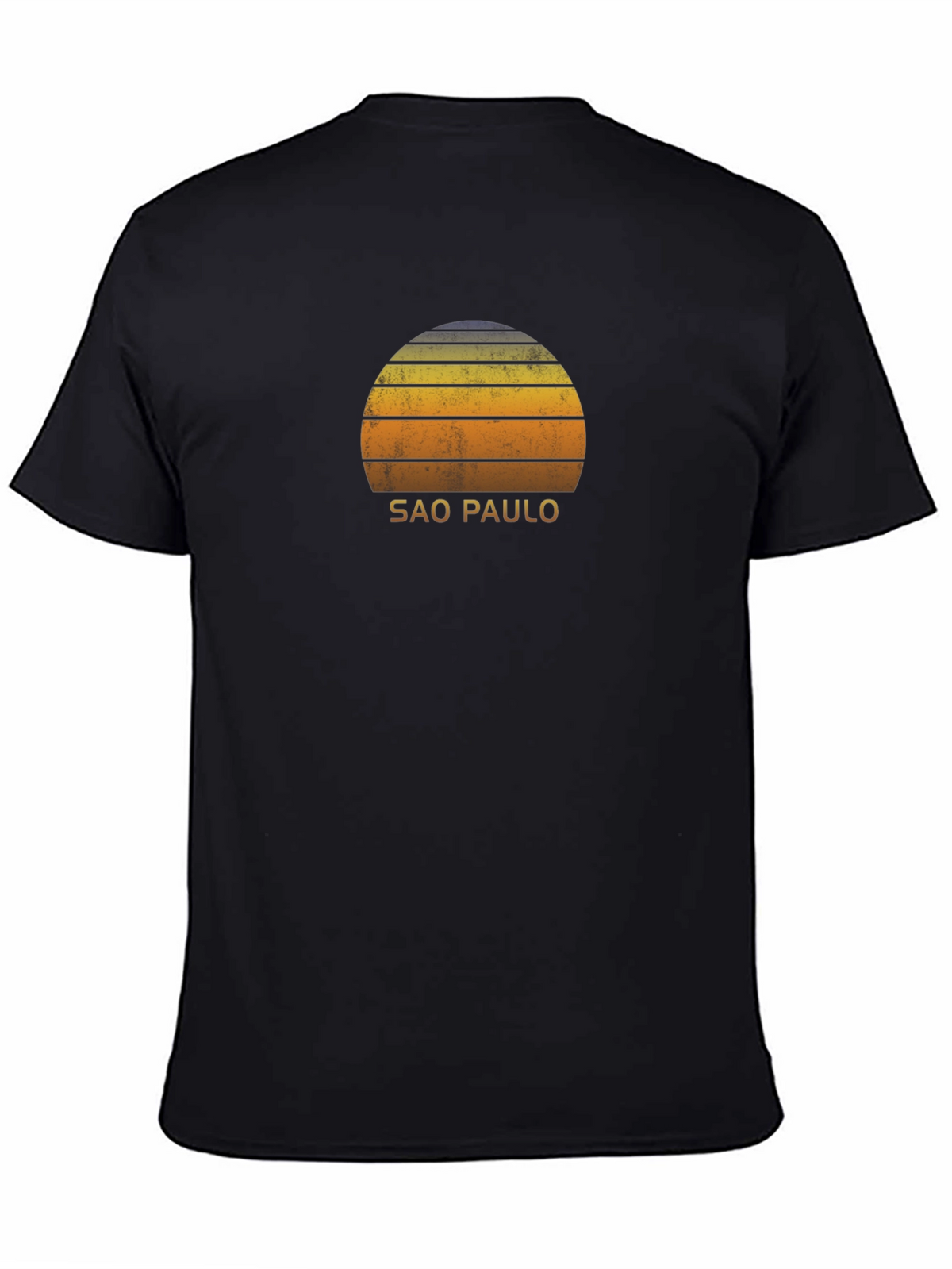 Sao Paulo Retro Sunset Graphic T-Shirt - Black