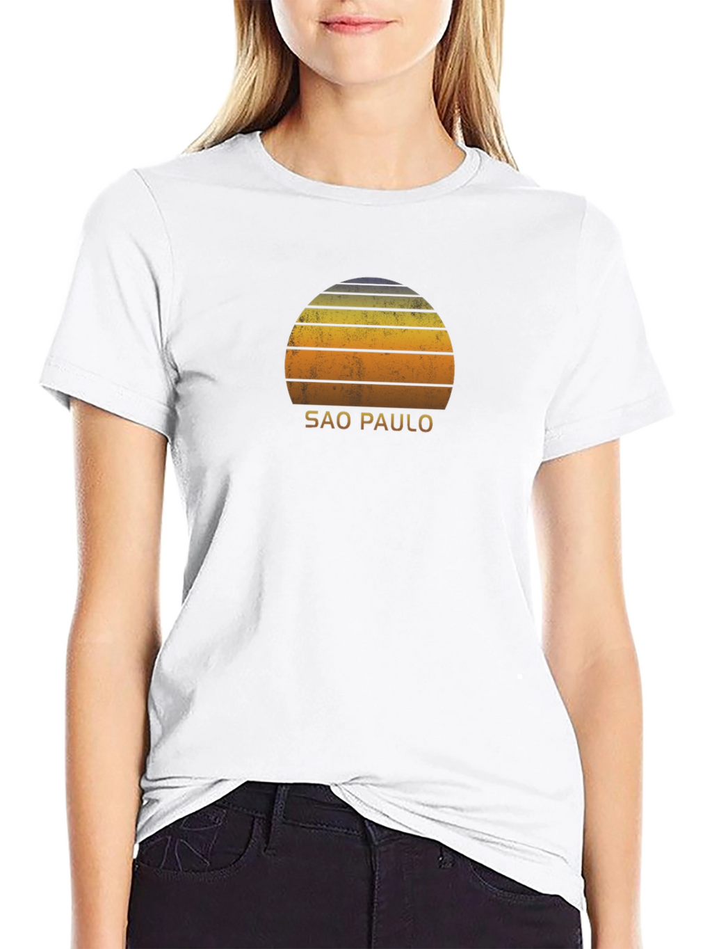 Sao Paulo Retro Sunset Graphic T-Shirt - Black