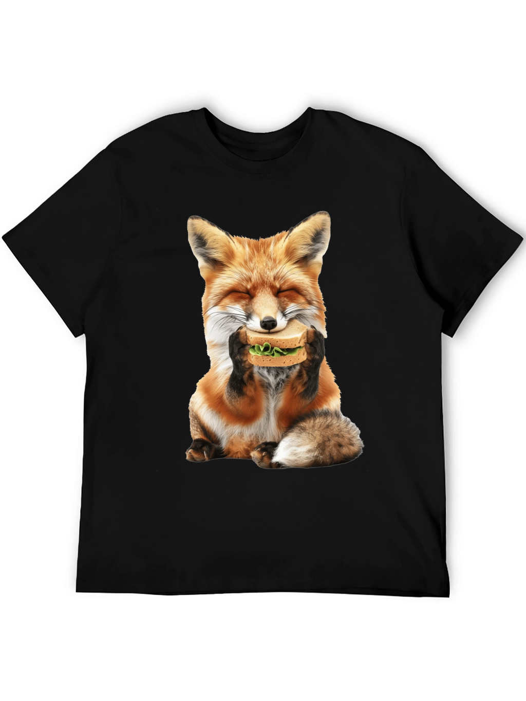 Fox Eating Sandwich Graphic T-Shirt