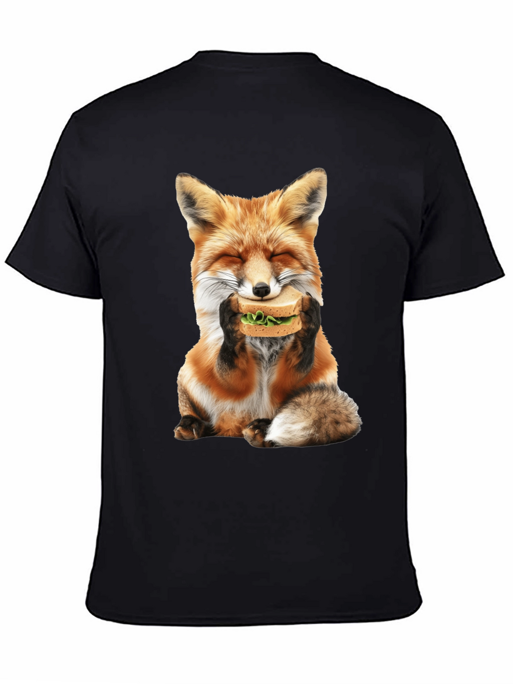 Fox Eating Sandwich Graphic T-Shirt