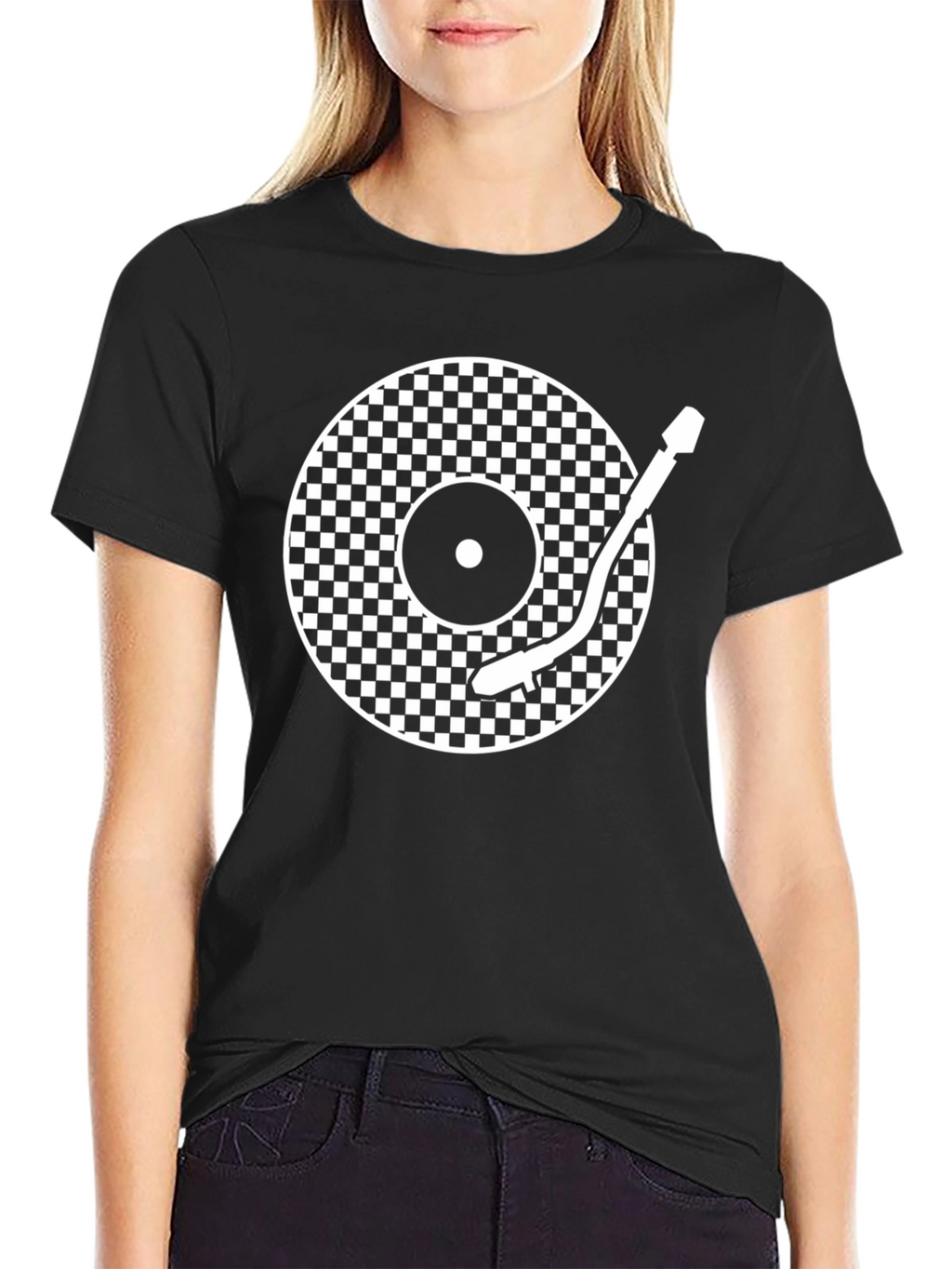 Retro Turntable Graphic T-Shirt - Black Classic DJ Style