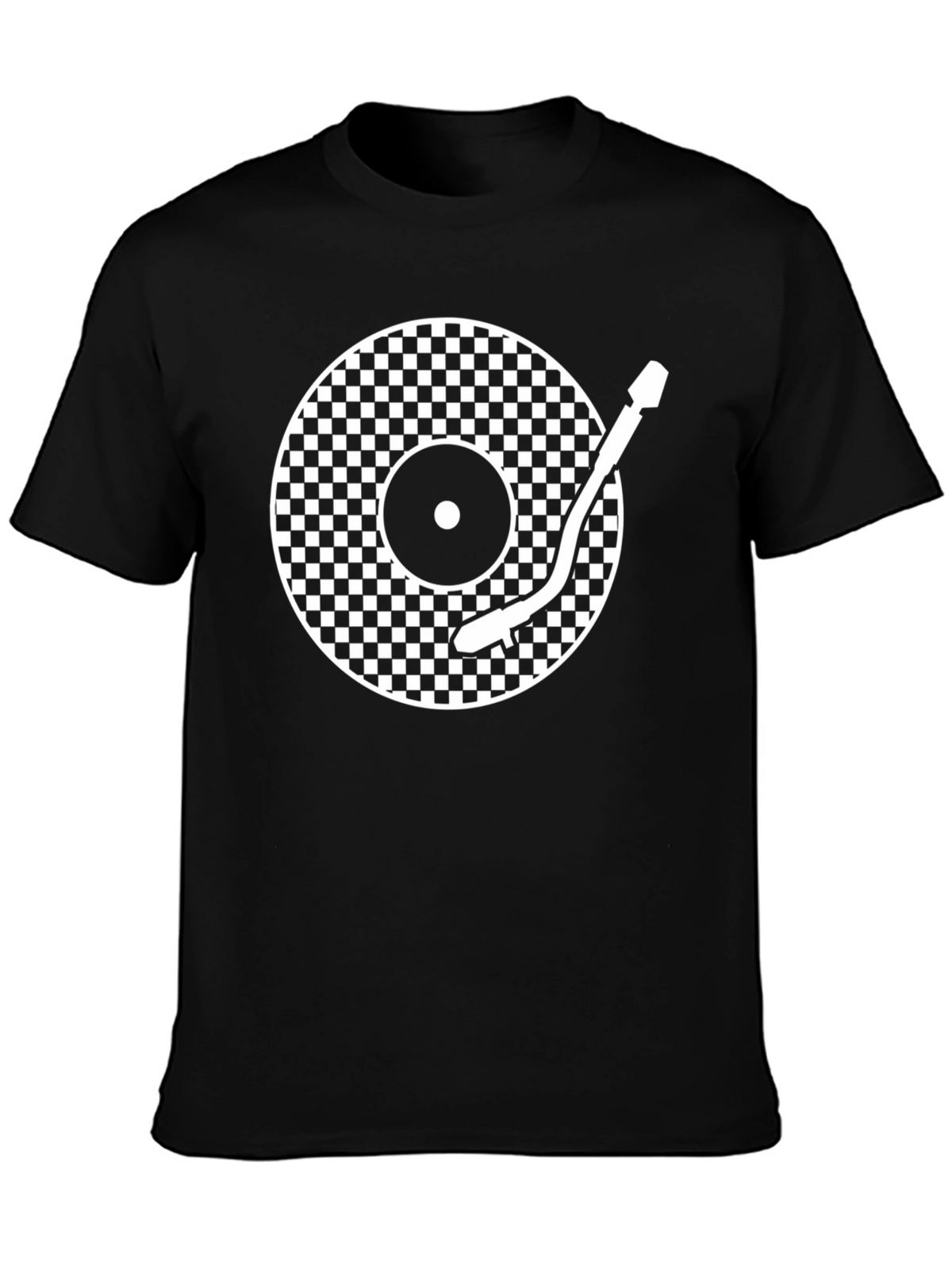 Retro Turntable Graphic T-Shirt - Black Classic DJ Style