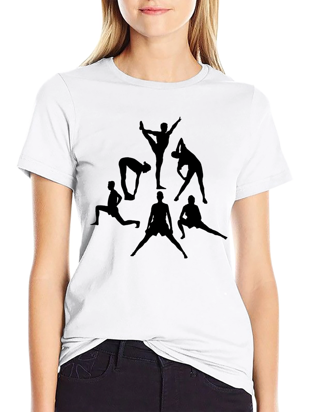 Yoga Poses Black Graphic T-Shirt