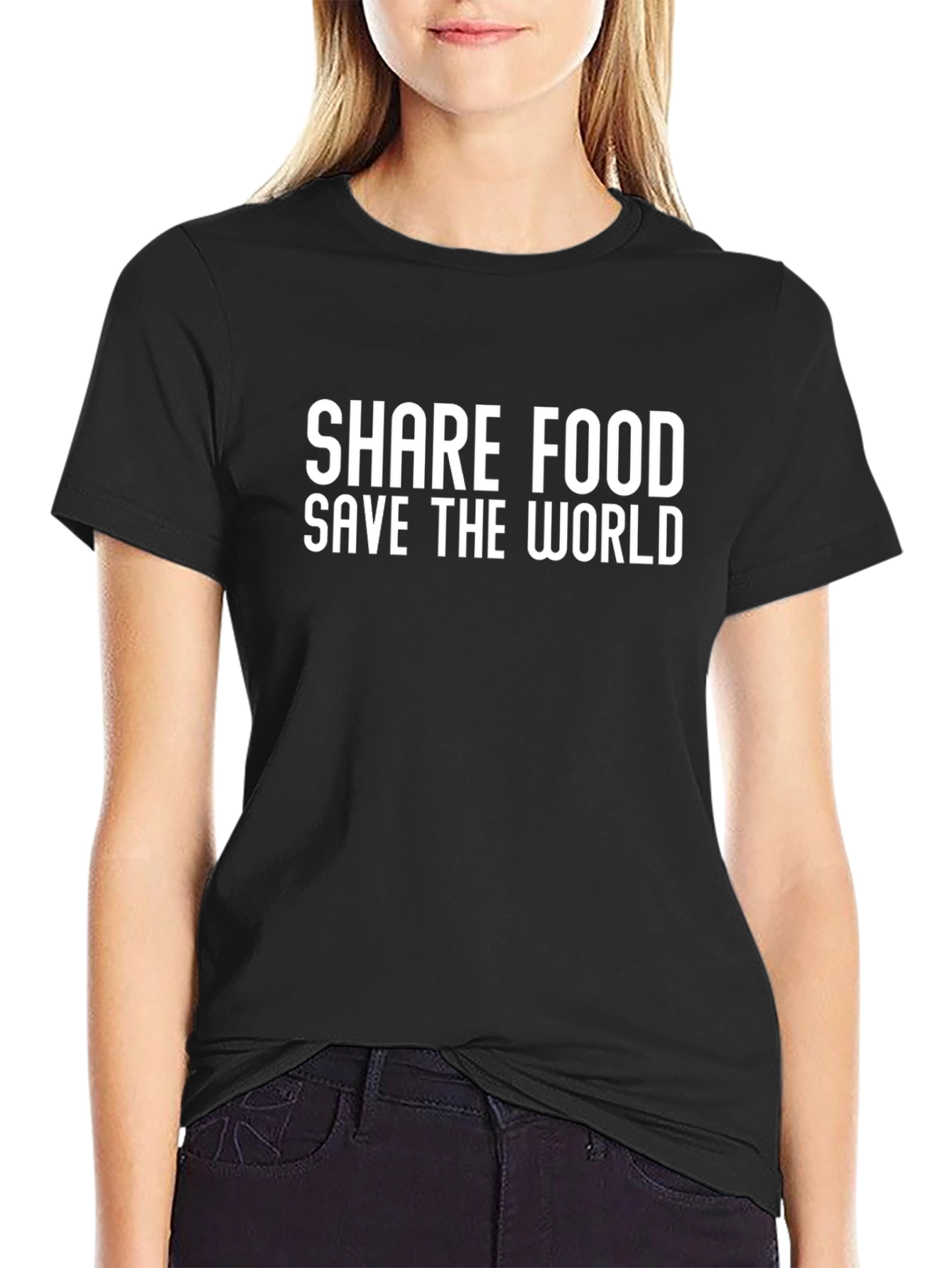 Share Food Save The World Black T-Shirt