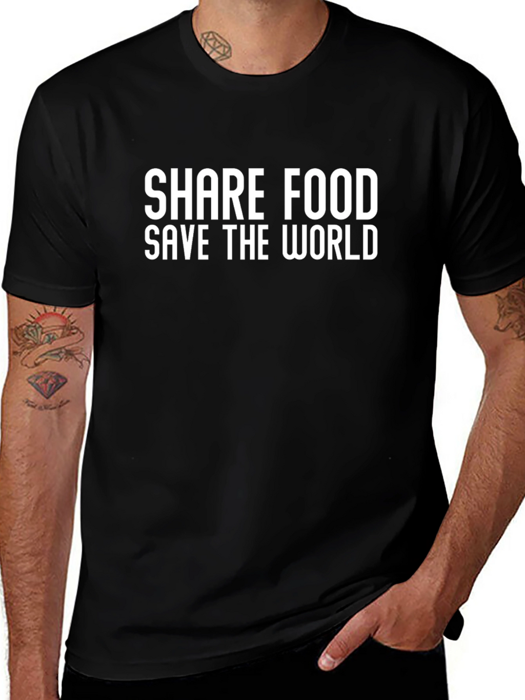Share Food Save The World Black T-Shirt