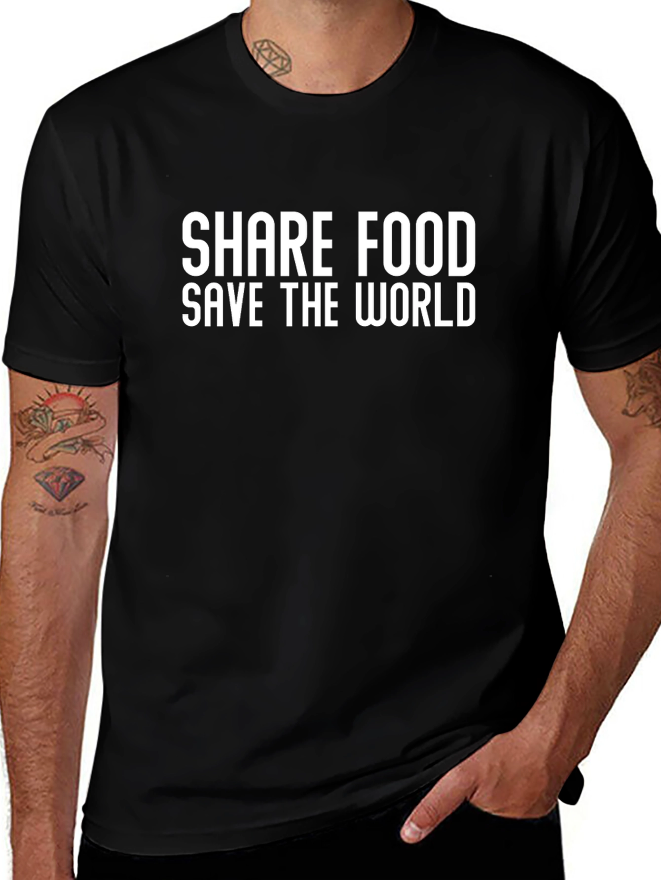 Share Food Save The World Black T-Shirt