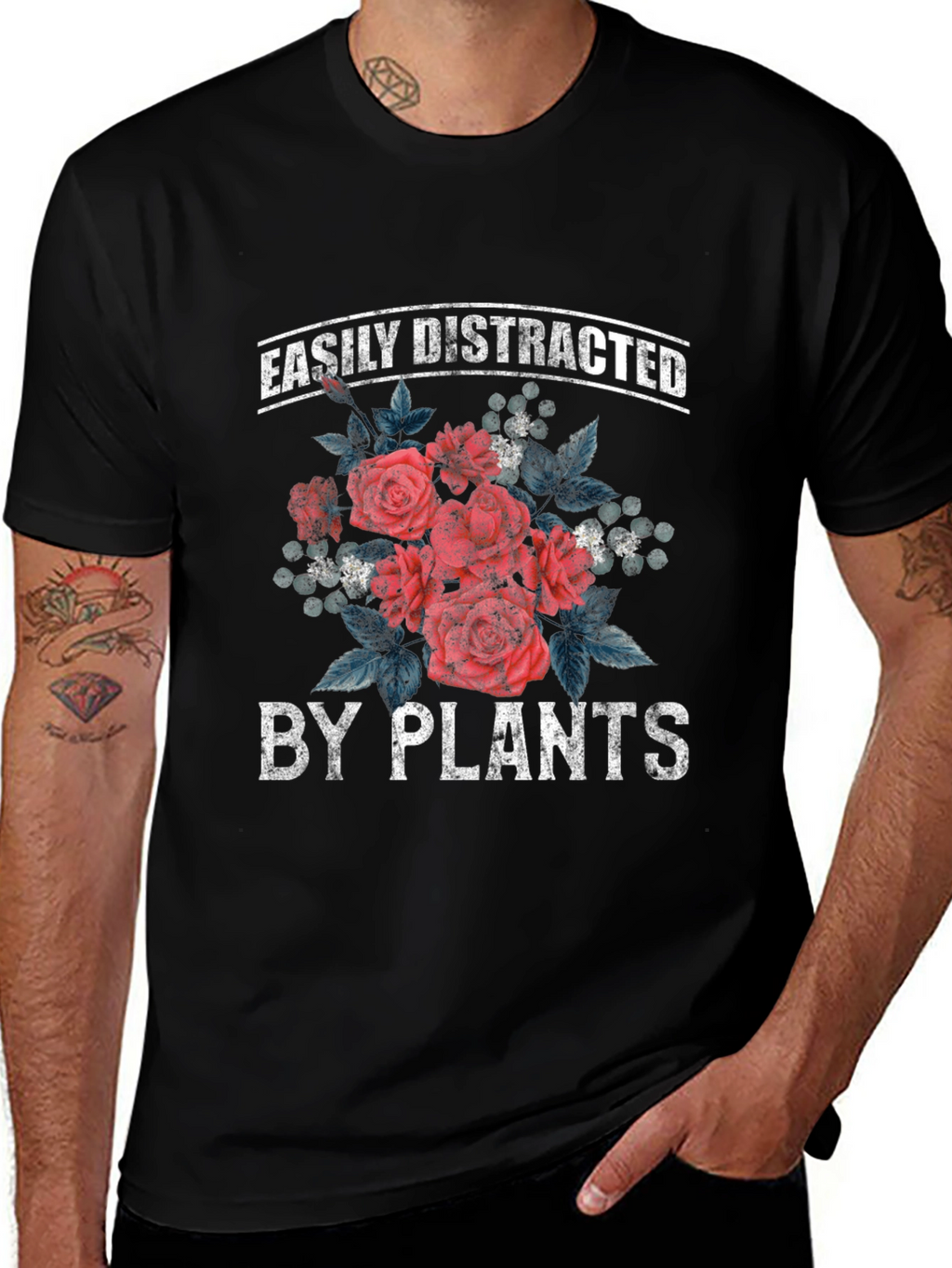 Easily Distracted by Plants Black T-Shirt
