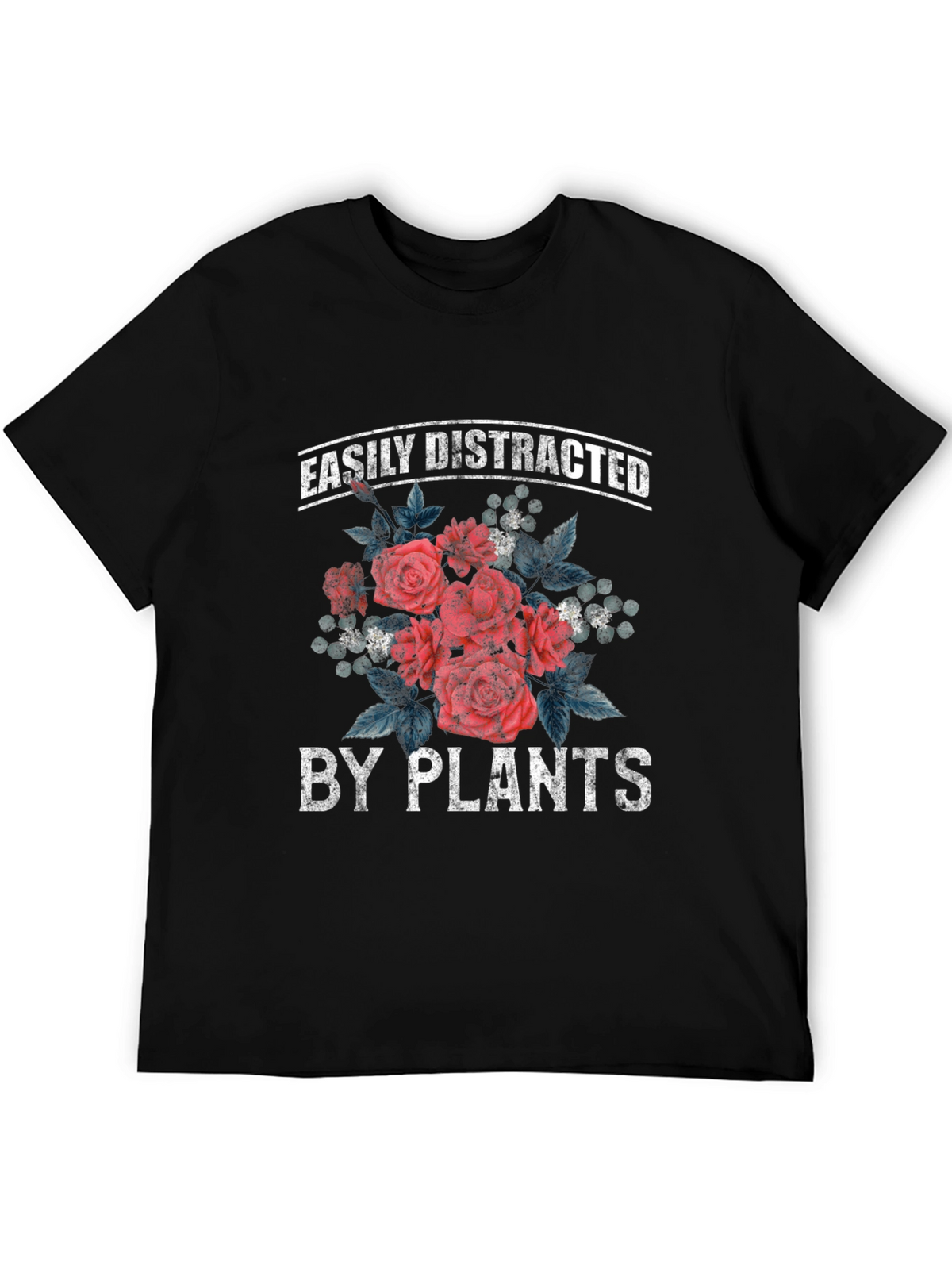 Easily Distracted by Plants Black T-Shirt