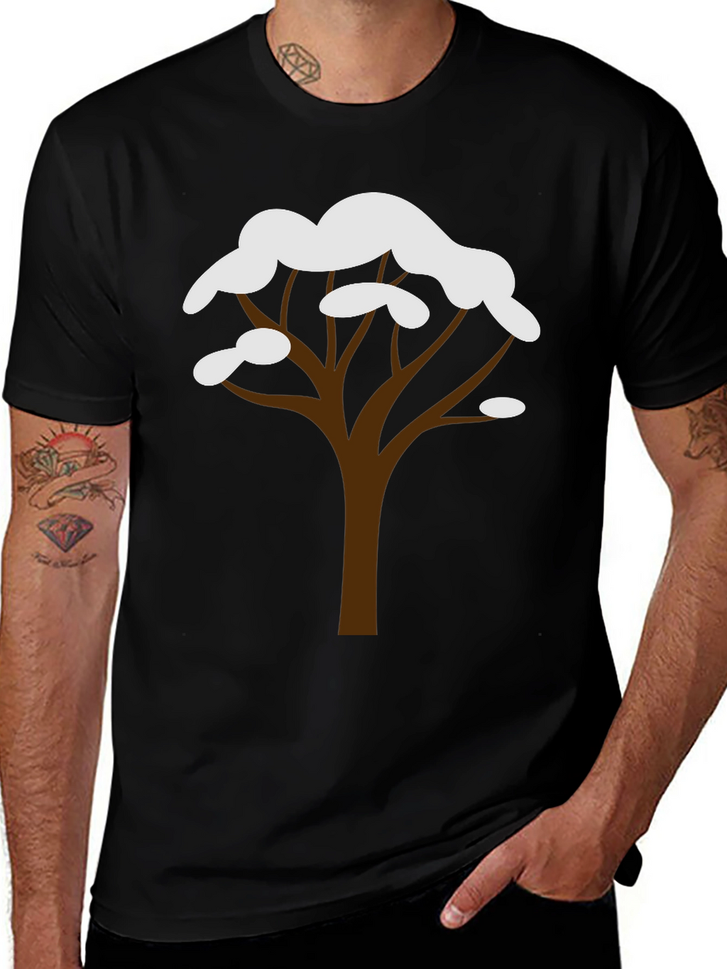 Winter Tree Graphic Tee - Black Cotton Blend