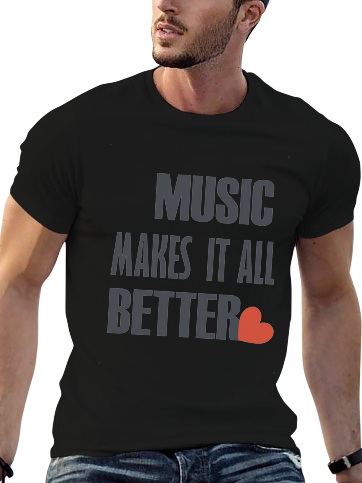 Music Makes It All Better Black T-Shirt