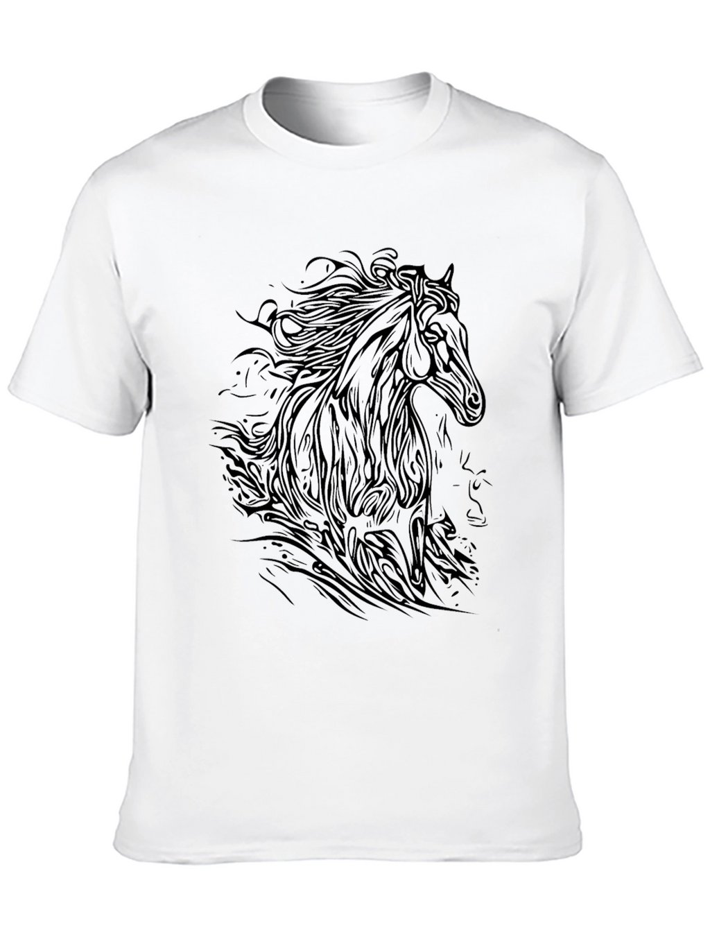 Black Horse Graphic Tee - Stylish Mens T-Shirt