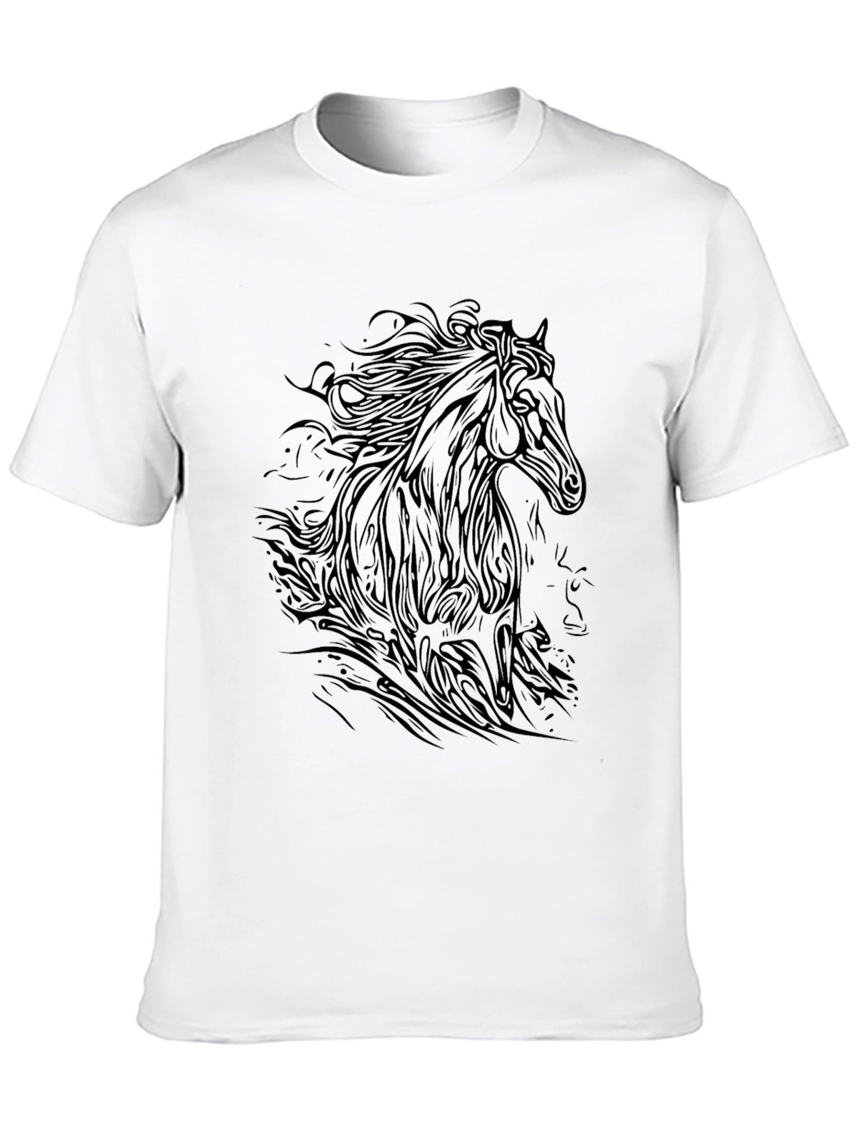 Black Horse Graphic Tee - Stylish Mens T-Shirt