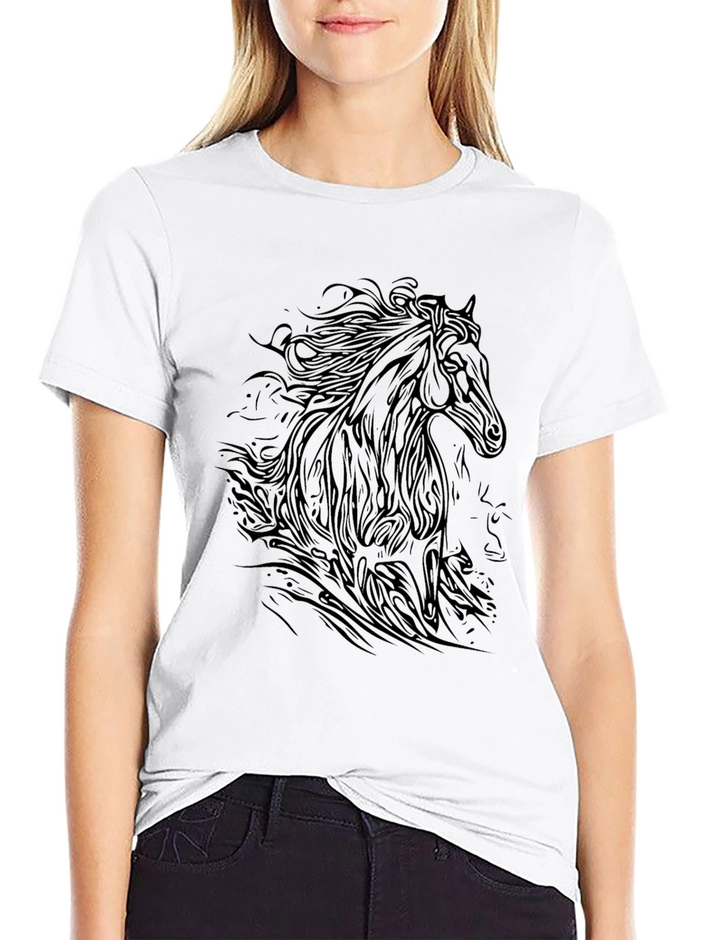 Black Horse Graphic Tee - Stylish Mens T-Shirt