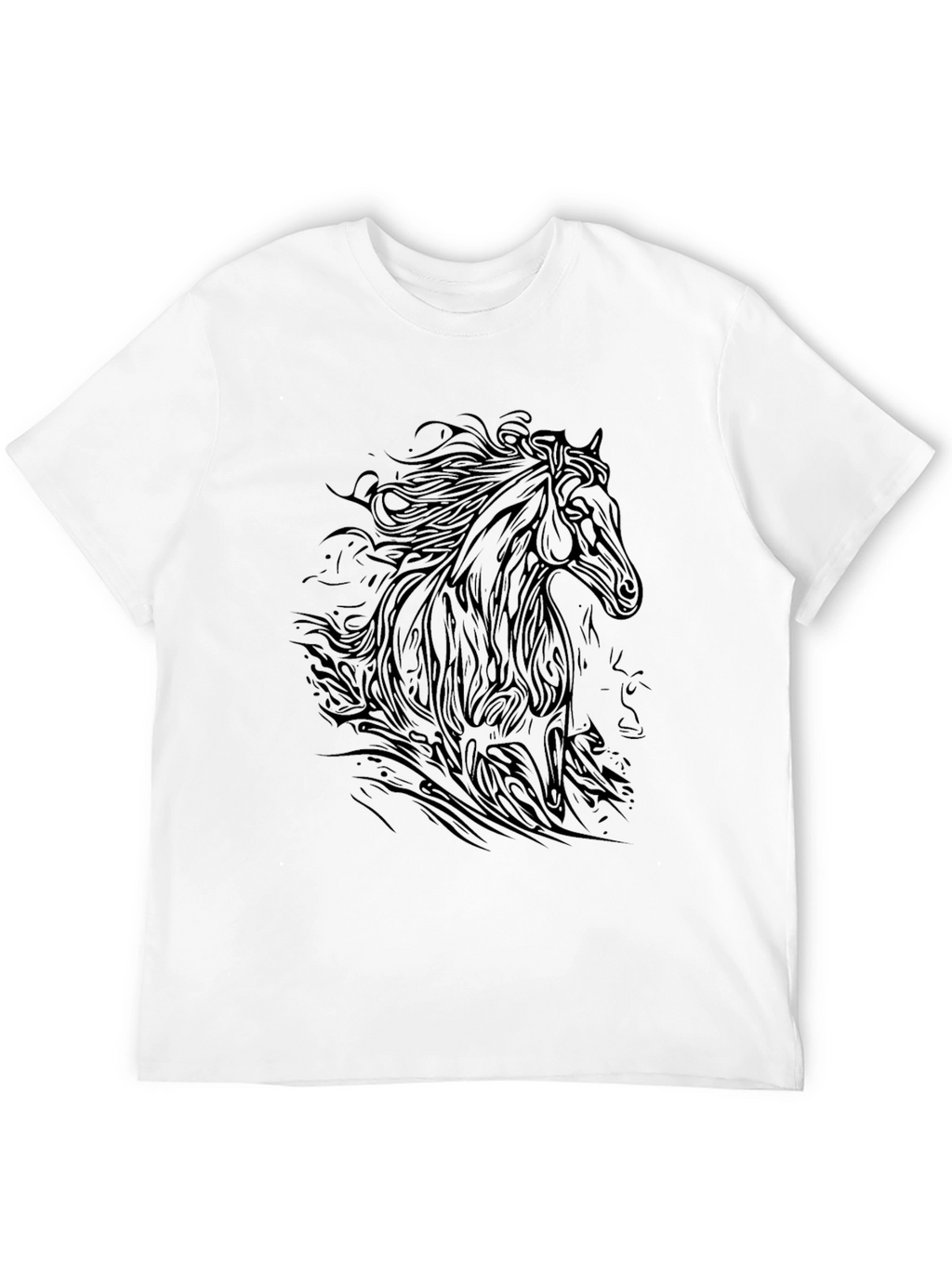 Black Horse Graphic Tee - Stylish Mens T-Shirt