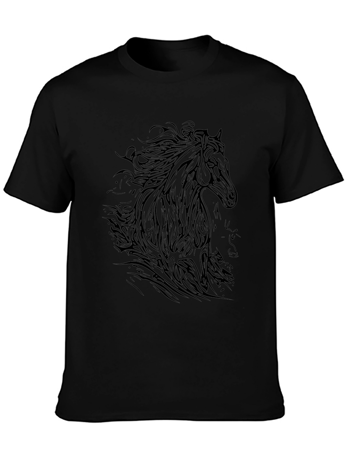 Black Horse Graphic Tee - Stylish Mens T-Shirt