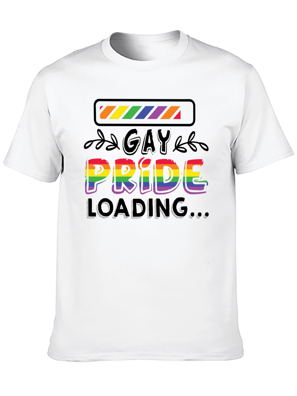 Gay Pride Loading T-Shirt - Black Cotton Blend Tee