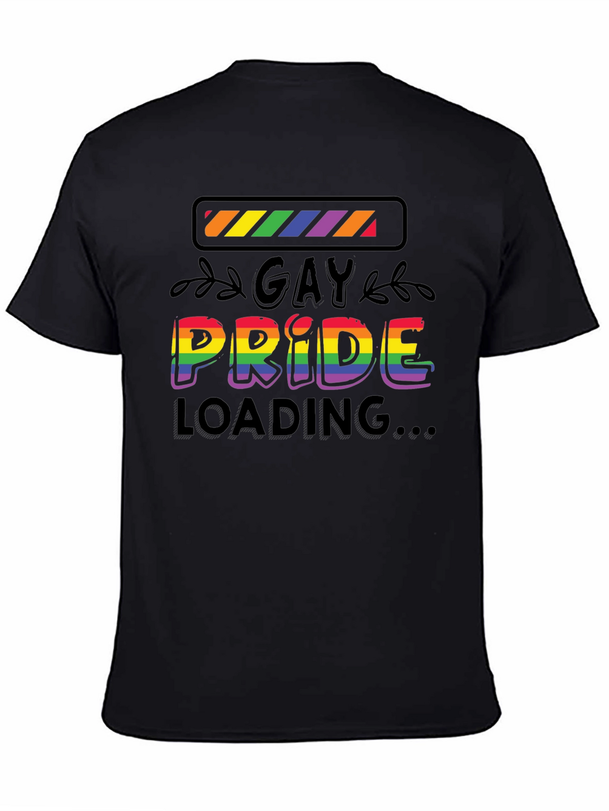 Gay Pride Loading T-Shirt - Black Cotton Blend Tee