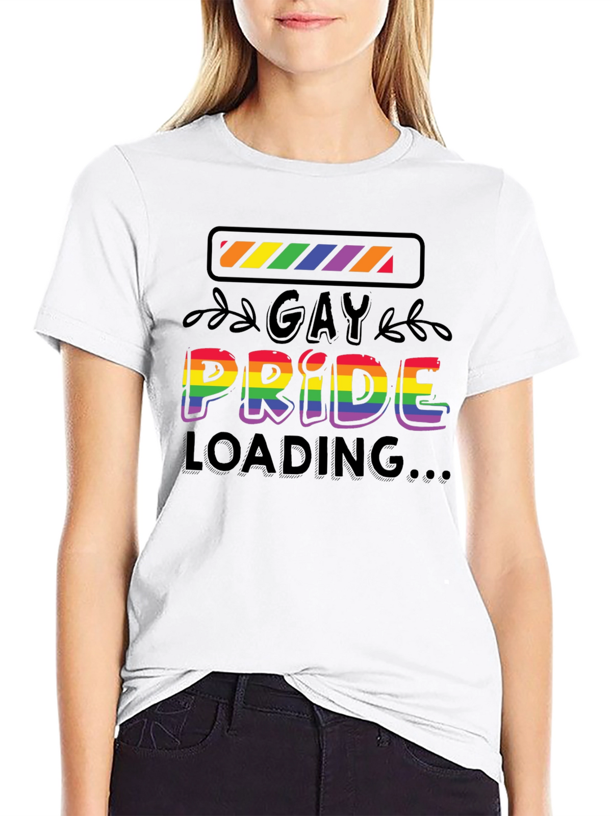 Gay Pride Loading T-Shirt - Black Cotton Blend Tee