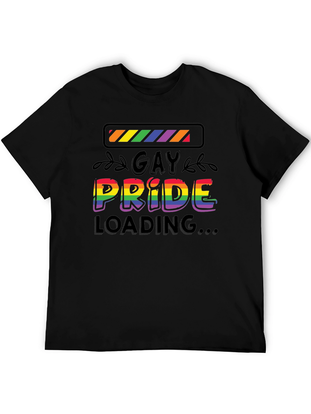 Gay Pride Loading T-Shirt - Black Cotton Blend Tee