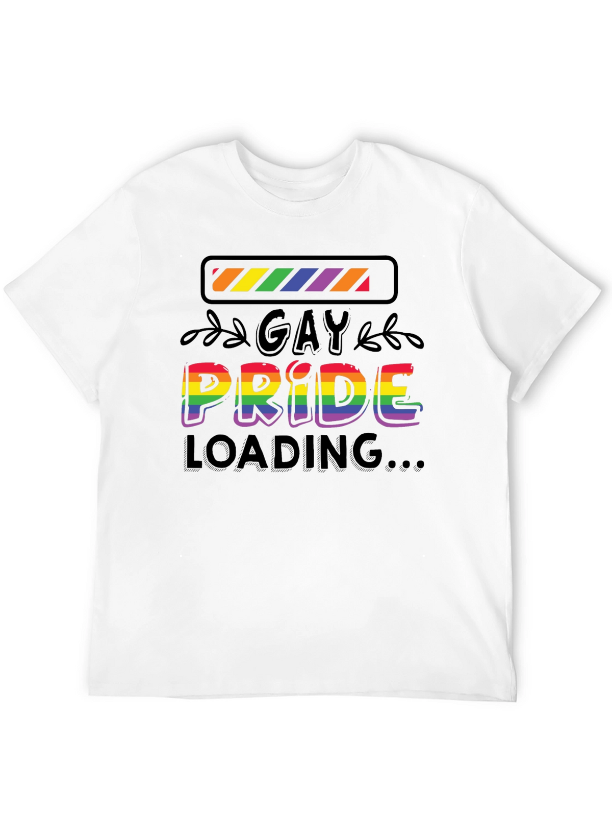 Gay Pride Loading T-Shirt - Black Cotton Blend Tee