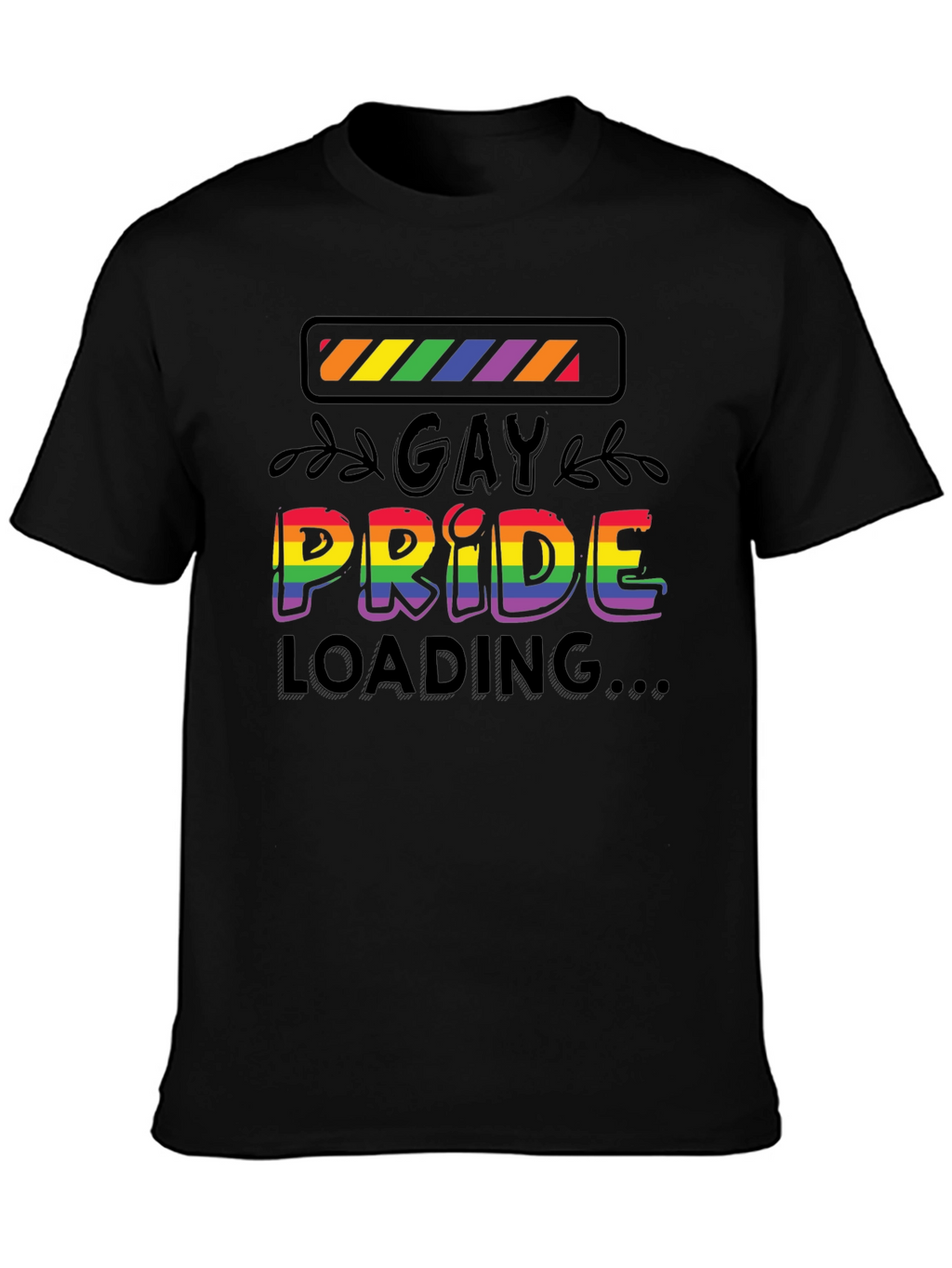 Gay Pride Loading T-Shirt - Black Cotton Blend Tee