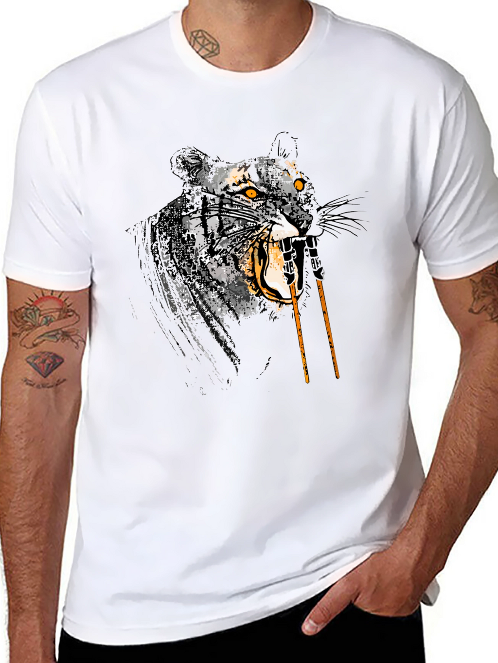 Tiger Graphic Tee - Mens Black T-Shirt