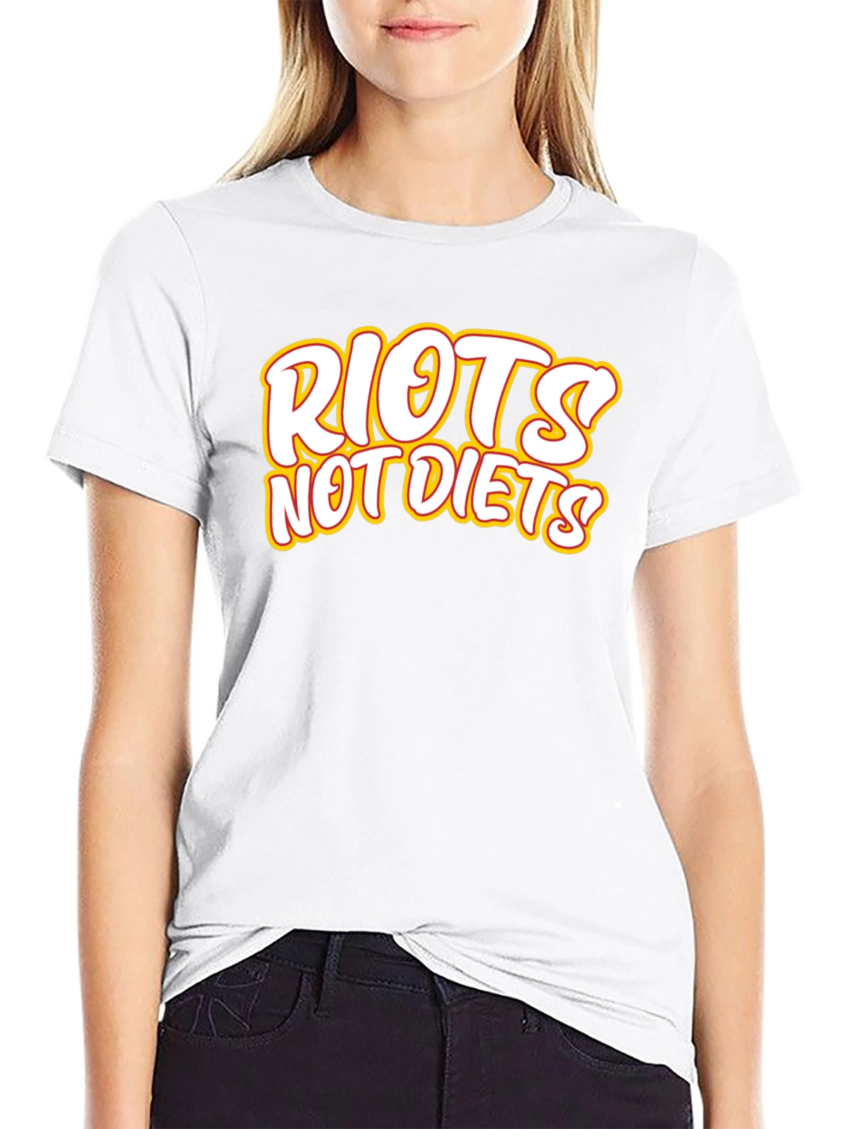 Riots Not Diets Black Graphic Tee - Slogan T-Shirt