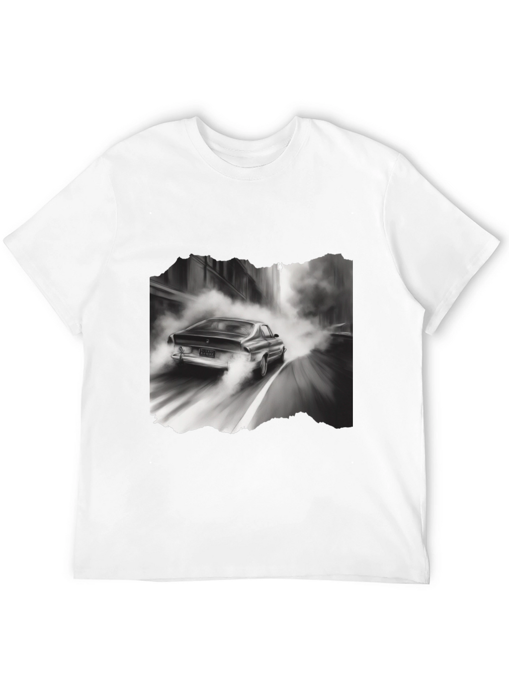 Retro Car Graphic Tee - Black Cotton Blend T-Shirt