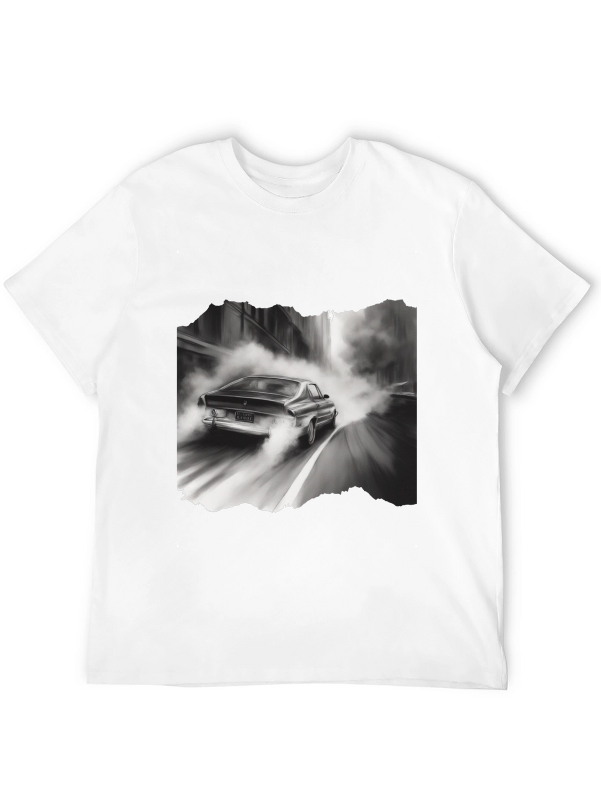 Retro Car Graphic Tee - Black Cotton Blend T-Shirt