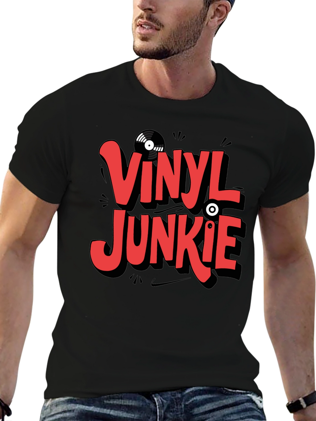 Vinyl Junkie Graphic T-Shirt - Black
