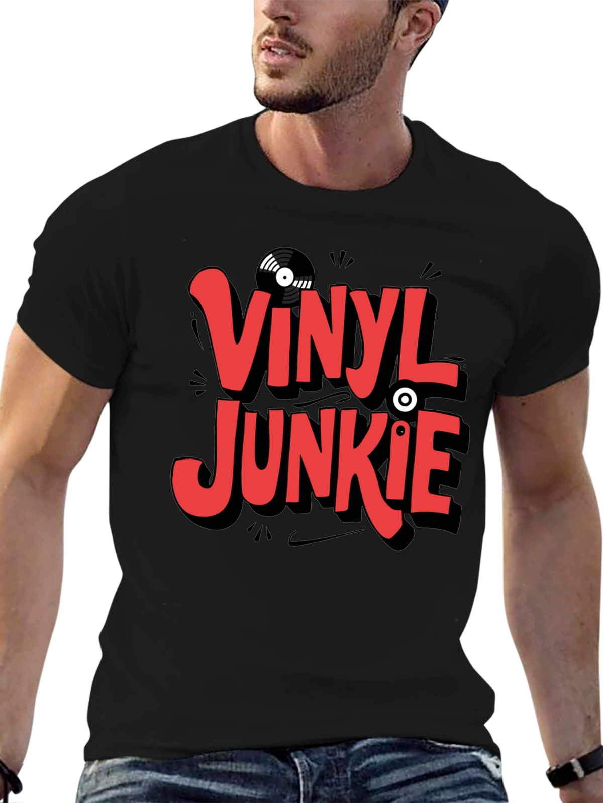 Vinyl Junkie Graphic T-Shirt - Black