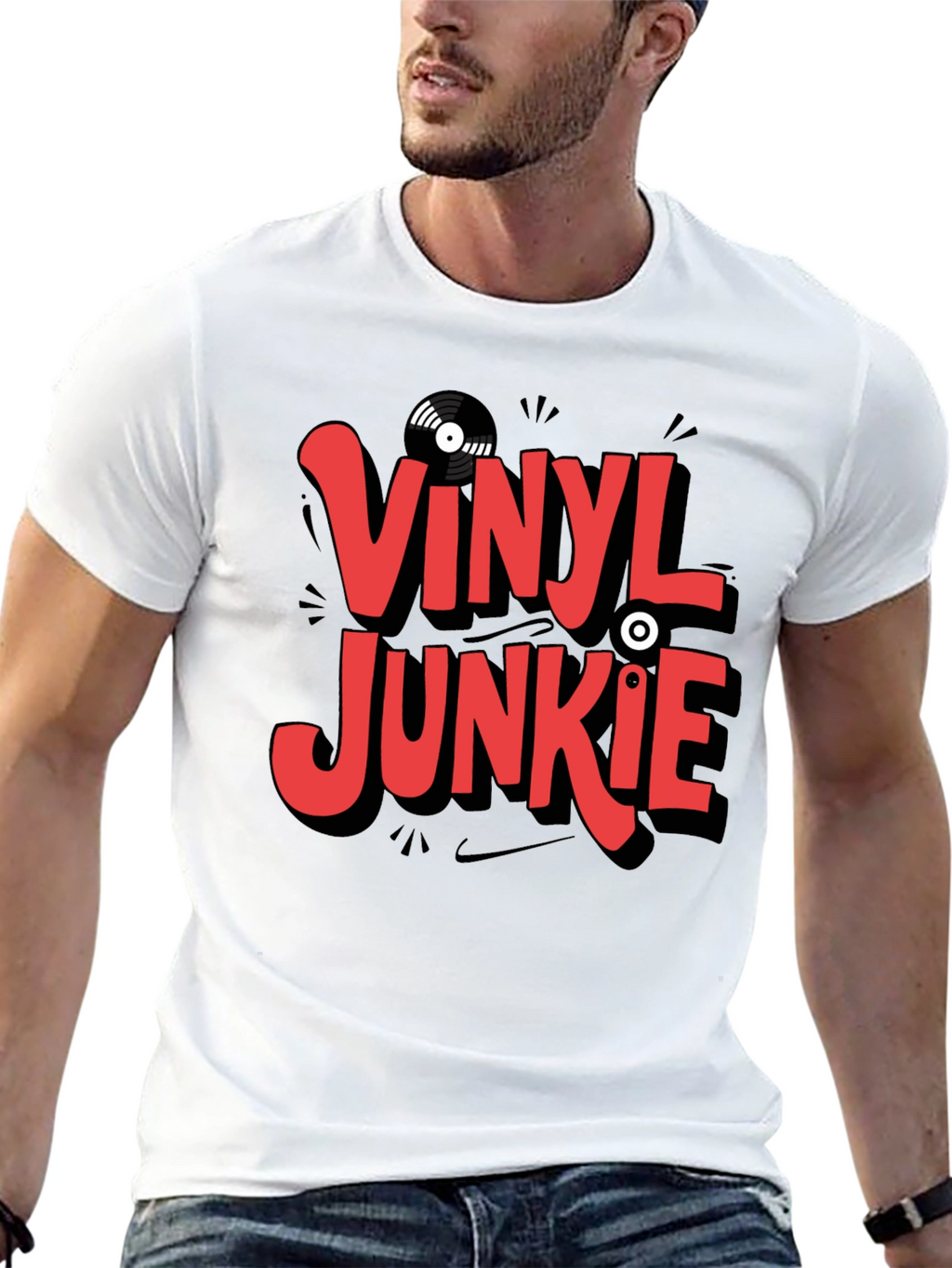Vinyl Junkie Graphic T-Shirt - Black