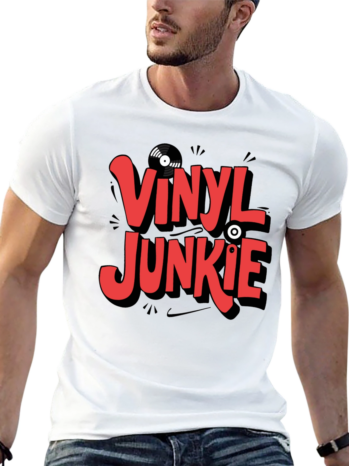 Vinyl Junkie Graphic T-Shirt - Black