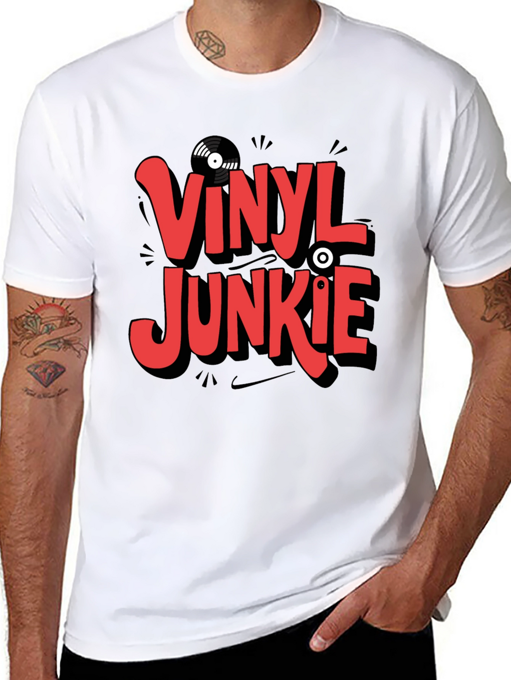 Vinyl Junkie Graphic T-Shirt - Black