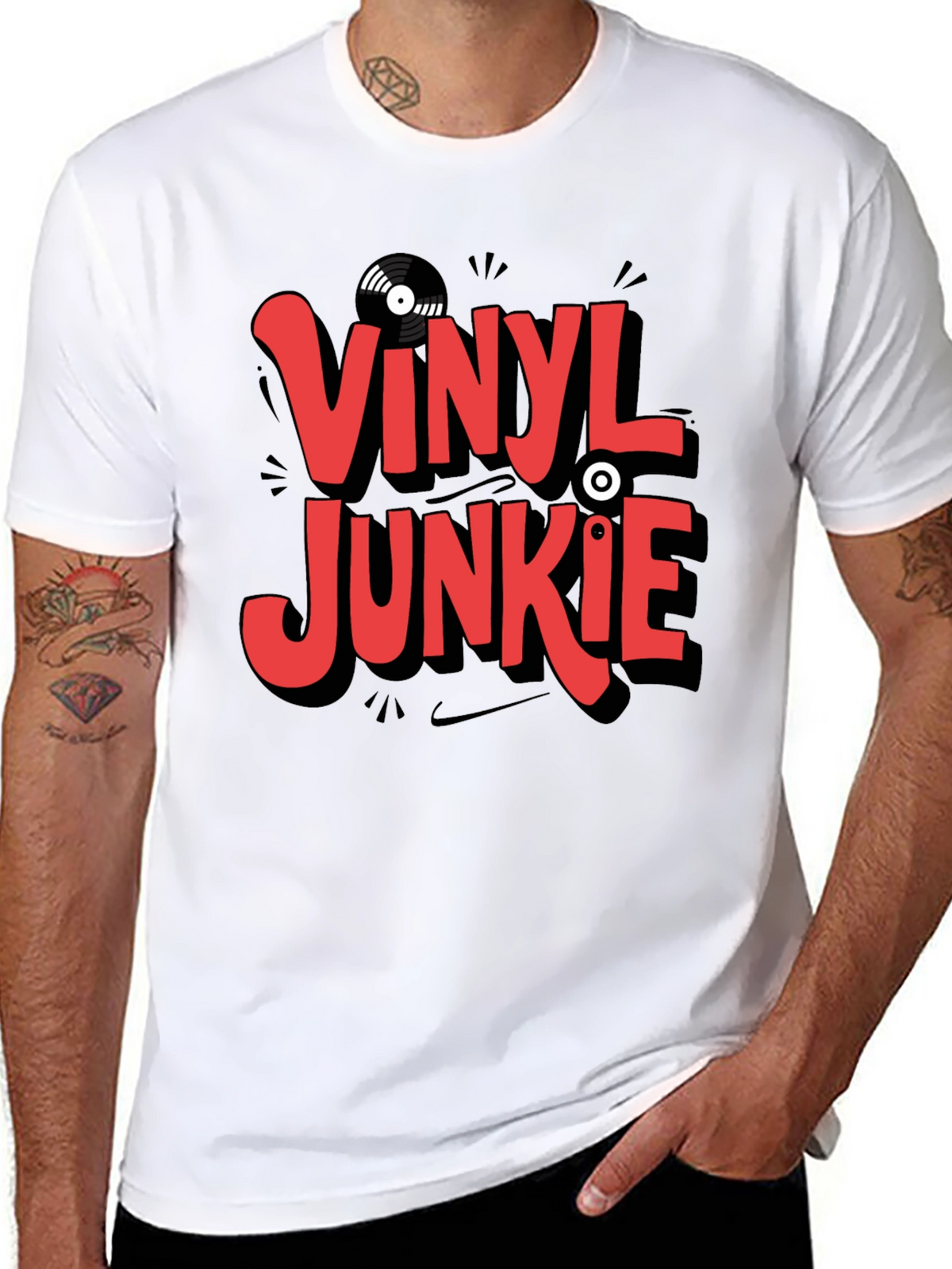 Vinyl Junkie Graphic T-Shirt - Black