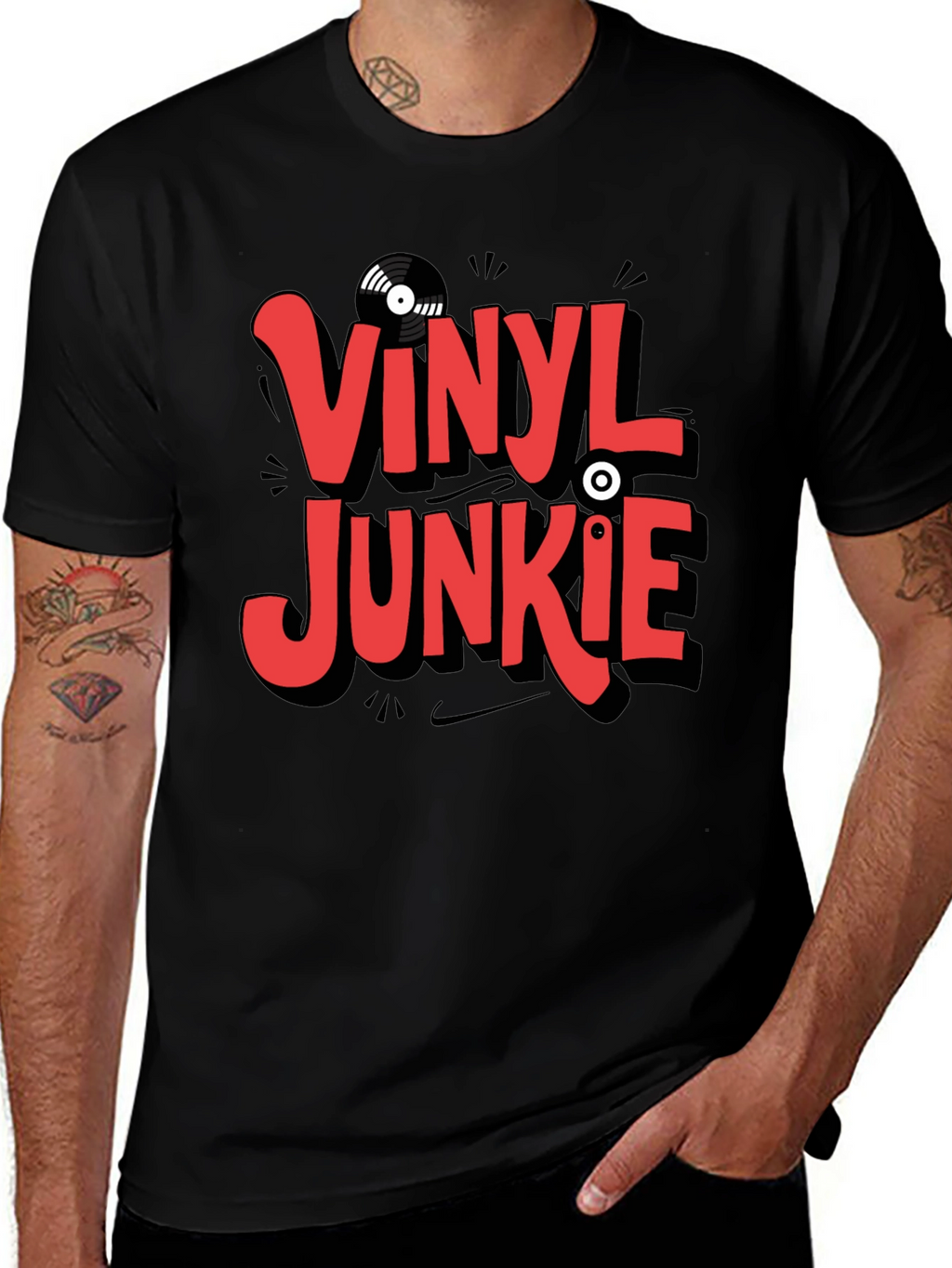 Vinyl Junkie Graphic T-Shirt - Black