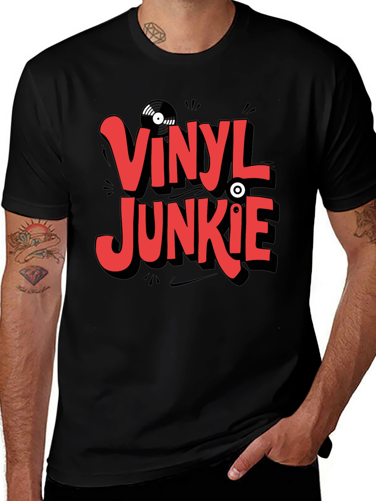 Vinyl Junkie Graphic T-Shirt - Black