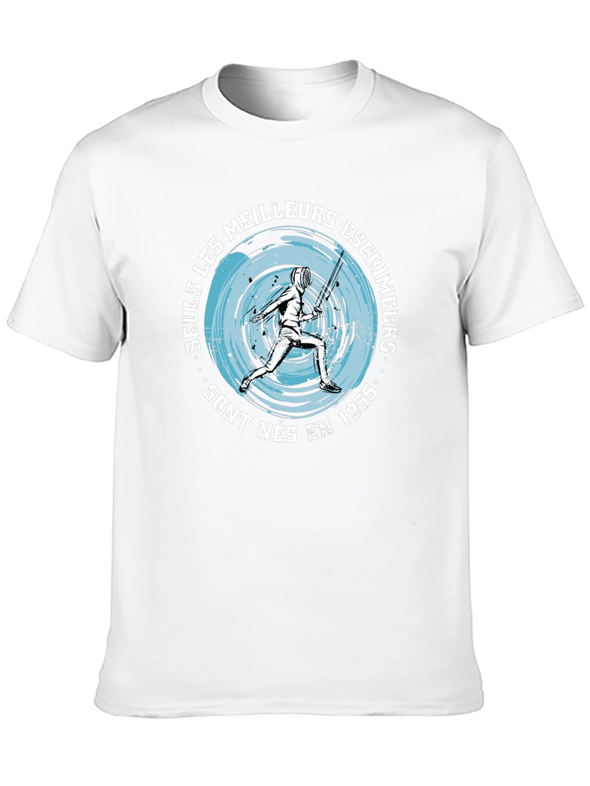 Mens Black T-Shirt with Fencing Graphic
