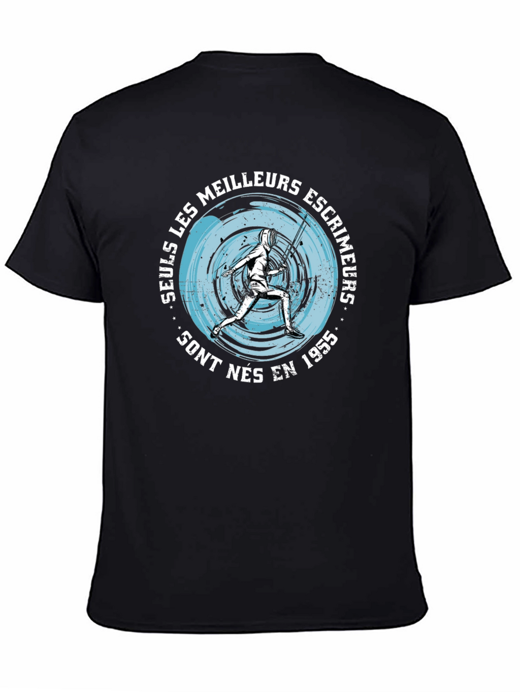 Mens Black T-Shirt with Fencing Graphic