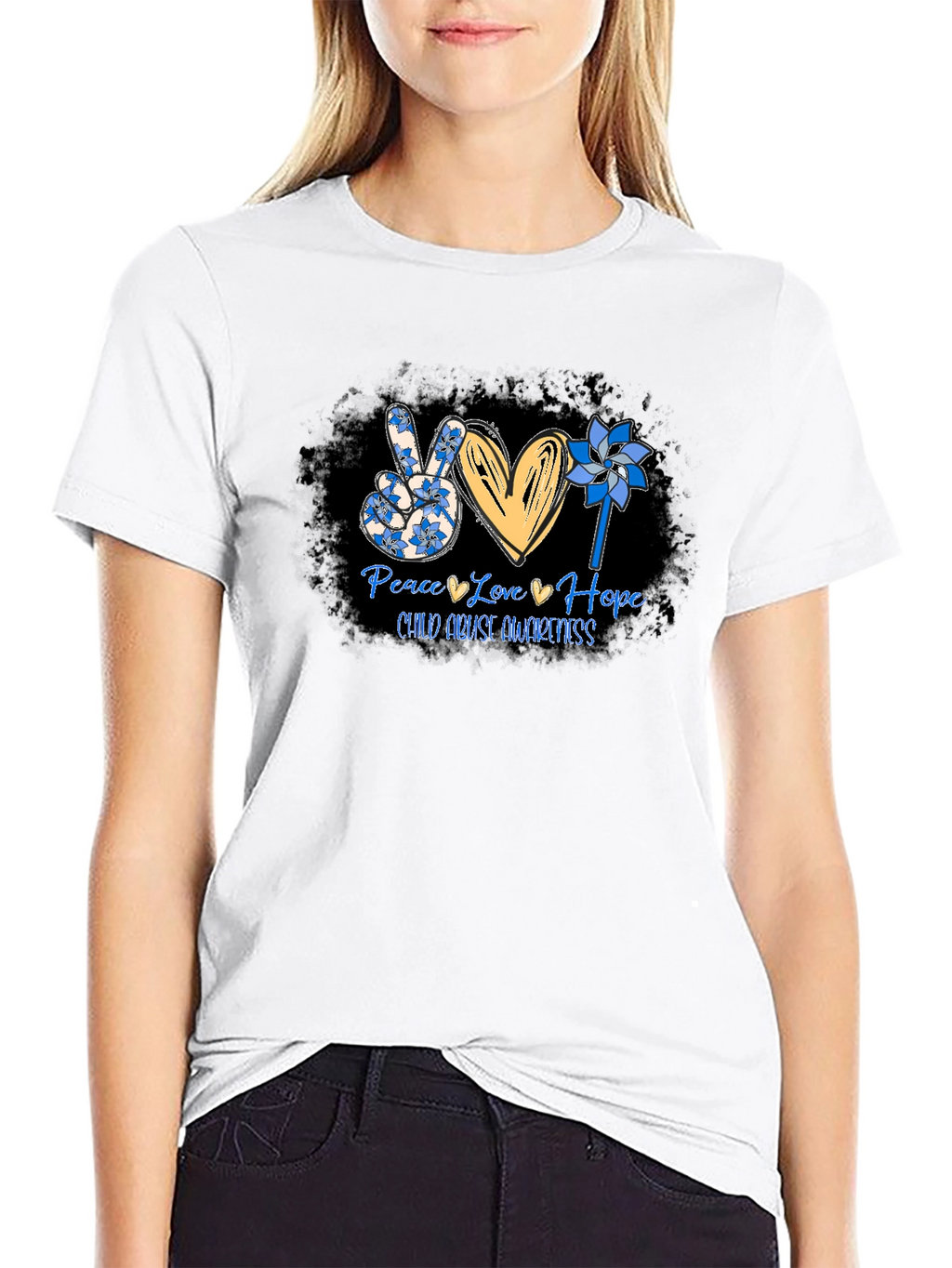 Peace Love Hope Child Abuse Awareness T-Shirt